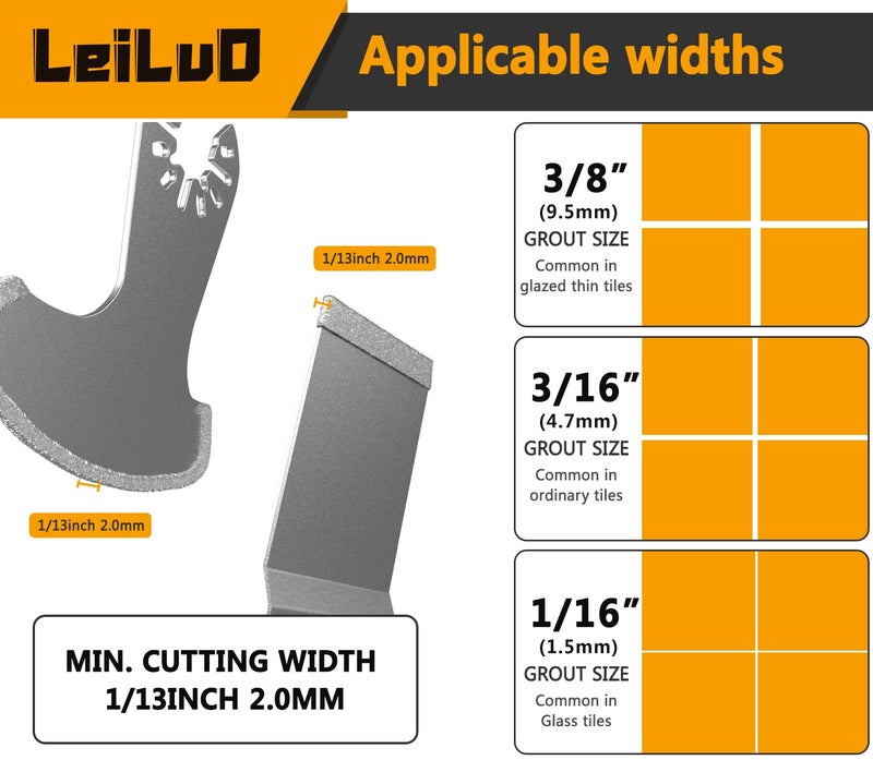 LEILUO 6Pcs Diamond Oscillating Multi Tool Blades Kit for Grout Removal Fit DeWalt Milwaukee Makita Ryobi and More - Image 4